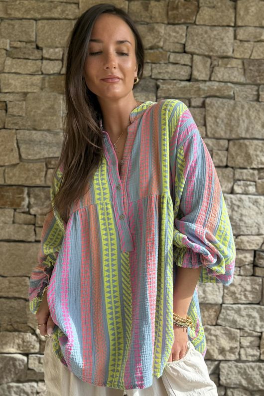 Peruvia Pillow Cotton Nero Smock Top Denim /15=